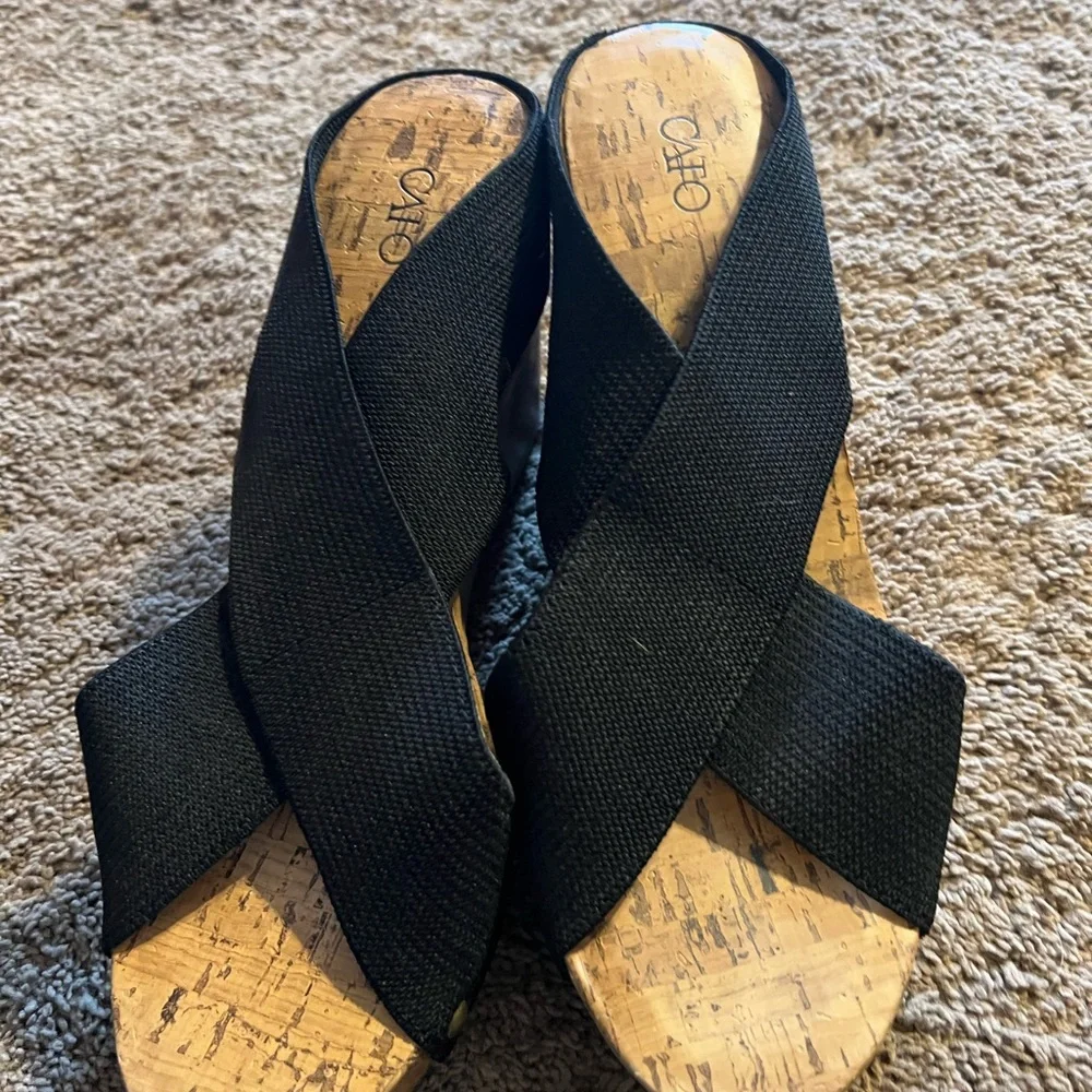 Cato Black Crisscross Sandals - Picture 1 of 2